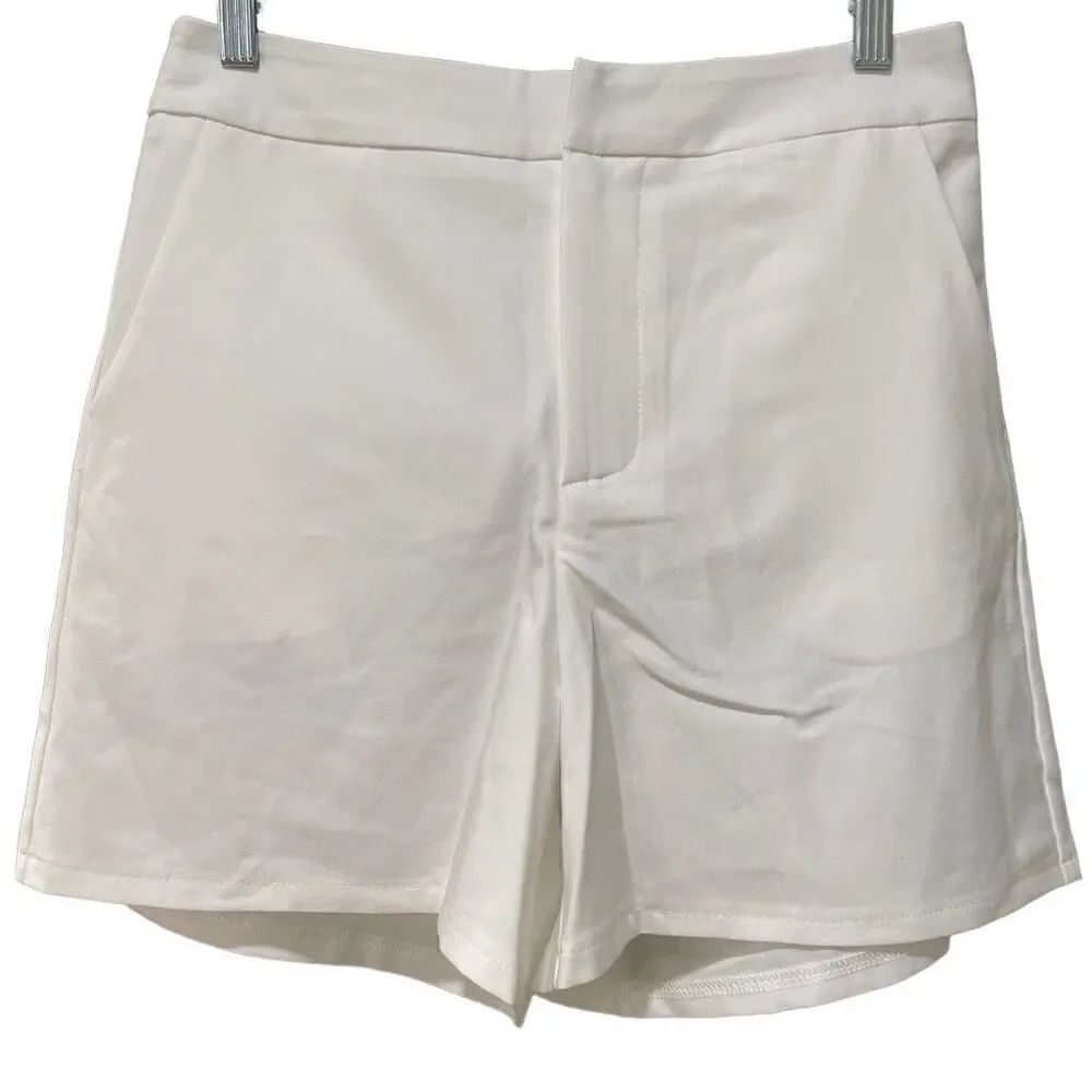 Princess Polly Shorts Womens 6 White High Rise Flat Front Daisy Dukes Coquette